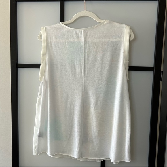 [L] Zac & Rachel White Floral Watercolour Style Sleeveless Blouse Tank Top - Picture 6 of 10